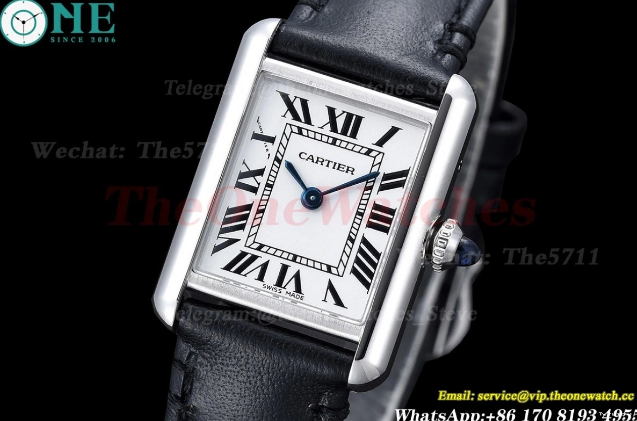 Tank Must Black Quartz On K11F dial White Leather Strap Small 0517